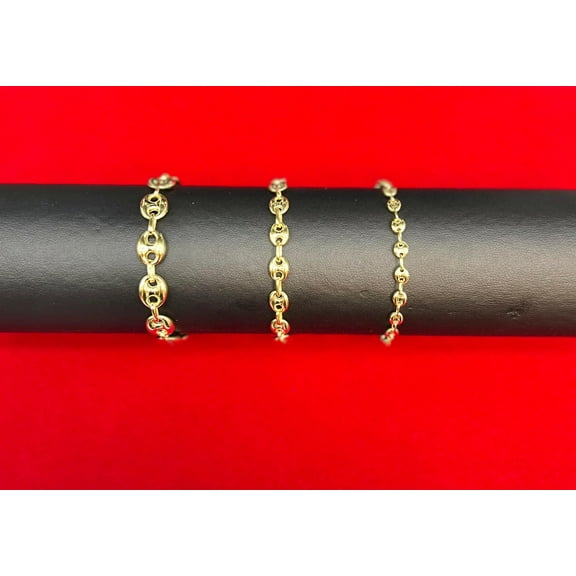 10K Real Gold Puffed Mariner Bracelet, 10K Gold 4.5mm - 9mm Puffed Mariner Bracelet, 10k Women Bracelet, 10K Yellow Gold Puffed Mariner (Bracelet width:4.5; Bracelet length:6;)