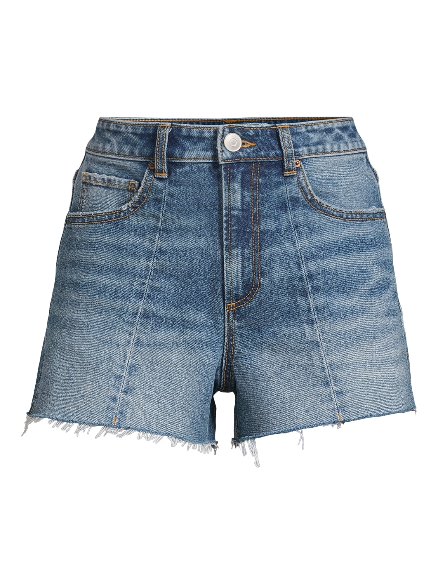 【U LAN】Nook's Rivet Square Denim Shorts No Boundaries Juniors Denim Shorts - High Rise Inseam