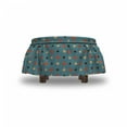 thumbnail image 4 of Blue Ottoman Cover, Valentines Romantic Love, 2 Piece Slipcover Set with Ruffle Skirt for Square Round Cube Footstool Decorative Home Accent, Standard Size, Blue Brown and Vermilion, by Ambesonne, 4 of 5