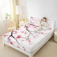 thumbnail image 4 of jejeloiu Cherry Flowers Bloddom Bed Sheets,Rustic Plant King Sheets,White Pink Sheet Set For Kids,Super Cozy Room Decor,4-Piece, 4 of 7