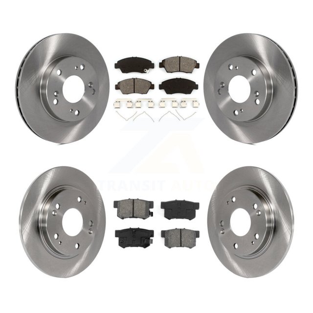 Transit Auto Front Rear Disc Brake Rotors and Semi-Metallic Pads Kit for Car 2011-2015 Honda CR-Z K8S-101164