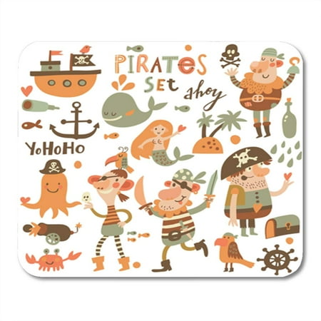 Sweet Crab (KDAGR Lovely Pirate in Cartoon Sweet Pirates Ship Whale Crab Octopus Mousepad Mouse Pad Mouse Mat 9x10)