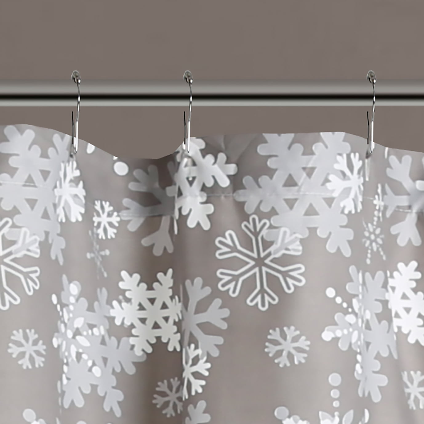 Snowflakes 13-piece Shower Curtain Set Grey