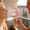 thumbnail image 2 of Partheme Misting Fan Portable Desktop Fan- Handheld Mini Rechargeable & Water Mist - Ideal for Travel, Camping, Outdoor, Home, Office, Makeup,Commute , Pink, 2 of 7