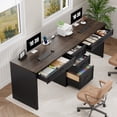 thumbnail image 2 of 80.9" Two Person Desk with Charging Station & 5 Storage Drawers – Industrial Farmhouse Home Office Computer Desk, 2 of 8