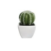 K-Cliffs Artificial Mini Succulent 3 to 5 Cactus in White Ceramic Cube Pot 4pcs Set,Ball Cactus - 2.25 W X 3.25 H X 2.25 D; Fairy Castle Cactus - 2.25 W X 5 H X 2.25 D; Prickly Pear Cactus - 2.2