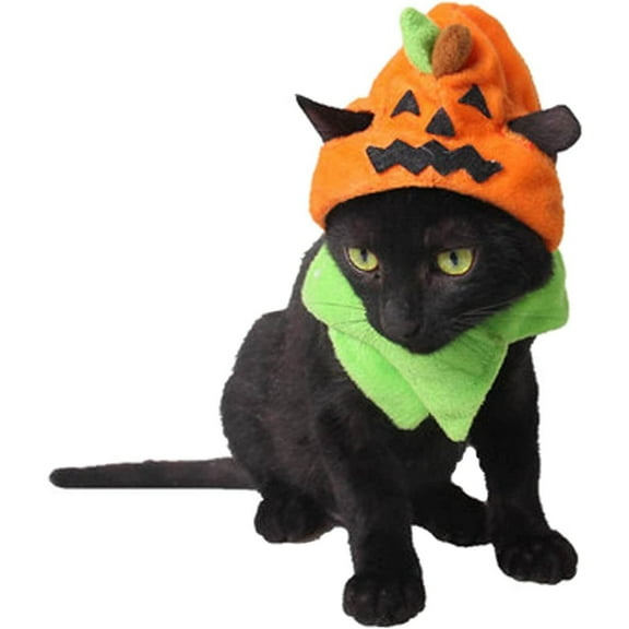 Halloween Pumpkin Cat Hat Cat Cosplay Costume Cap Kitty Cat Collar Costume, Halloween pumpkins cute design, super soft