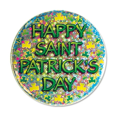 Happy St Patrick'S Day Button 3 1 By 2" - 12 Pack (1 Per Card)