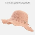 thumbnail image 4 of WEIYLL Sun Hats for Women Summer Beach Tourism Ruffle Edge Bow Large Brim Sun Protection Flounce Visors Cap, 4 of 6