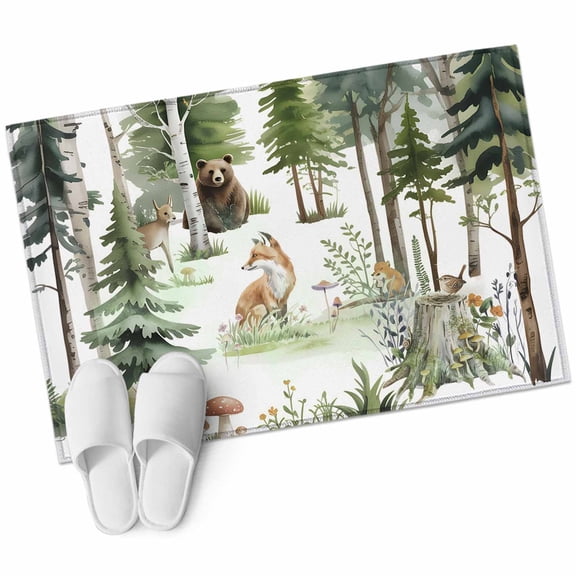 Entryway Rug 2'x3' Green Forest Small Area Rug Non-Slip Front Door Mat Washable Floor Carpet for Indoor Entrance Kitchen Bathroom