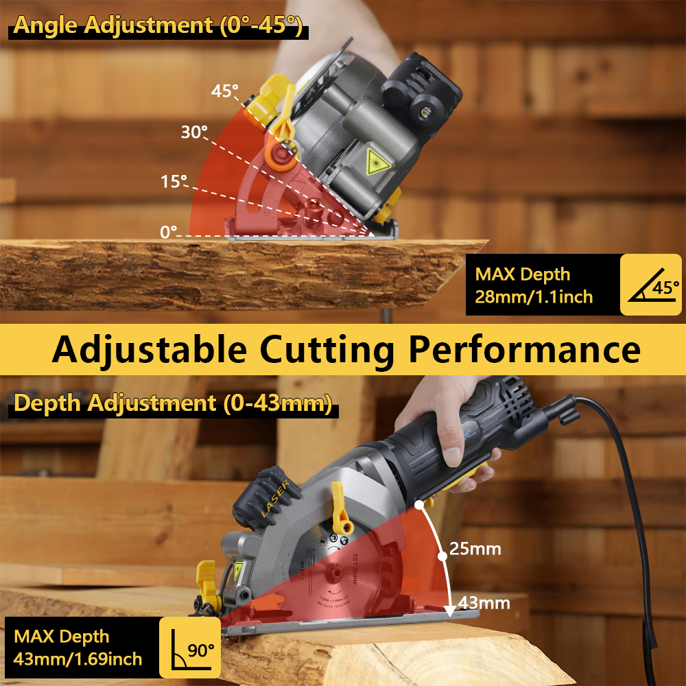 NEWONE Mini Circular Saw with Laser Guide and 6 Blades photo 5