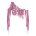 thumbnail image 2 of vastwit Girls Sequin Irregular Crop Top Tassels Off Shoulder Long Sleeve Dance Shirts for Performance Pink 16, 2 of 6