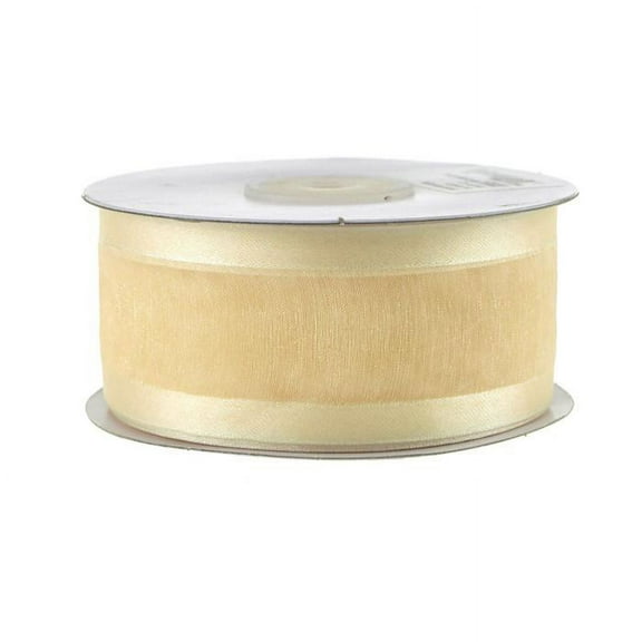 Satin-edge Sheer Organza Ribbon, 1-1/2-inch, 25-yard, Ivory