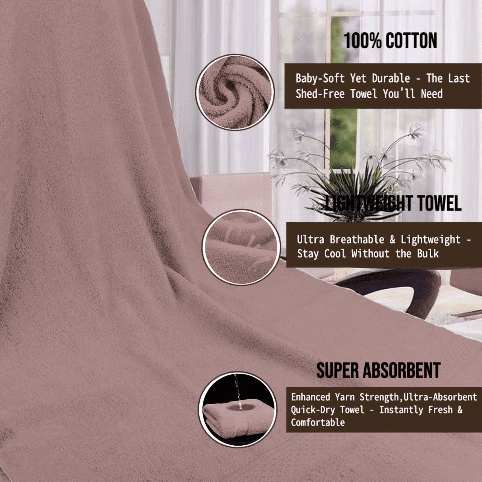 Muddy Cat Towels Luxury Bath Towel Set of 6 Pieces, 100% Turkish Cotton, Ultra Soft & Highly Absorbent for Everyday Use, 2 (700GSM) Bath Towels, 2 Hand Towels, 2Washcloths，Coffee Brown