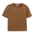 thumbnail image 4 of WhouRiu Toddler Boy Outfits Solid Short Sleeve T-Shirt with Shorts Children Summer Sports Outfits Set,2-Piece Brown.Sizes 4-5, 4 of 8