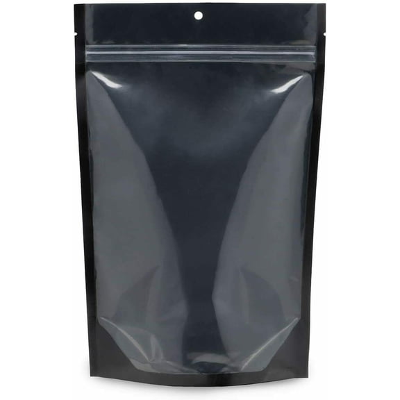 50 Pack 7.5"x11.5" Mylar Clear/Black Nylon Resealable Stand Up Bags Heat Seal Zipper Lock Reusable Storage Pouches for Zip Food Storage Lock Packaging with Tear Notches