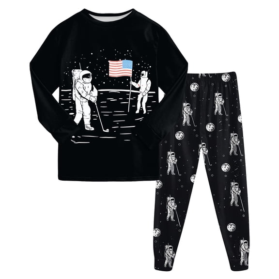 Wenfanal Kids Boy's Pajama Sets Toddler Kids Pajamas Boys Set Comfortable Soft Cute Boys Home Pajama Set Size 5-6 Years,Black