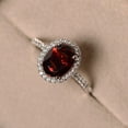 thumbnail image 3 of Garnet rings, halo rings, sterling silver, January birthstone ring, oval cut garnet, 3 of 3