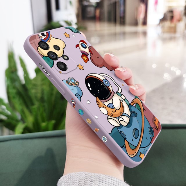 Funda De Teléfono De Astronautas De Luna Para Samsung Galaxy A54 A34 A24 A14 A04 A04S A04E 4G 5G Silicona Líquida Con Patrón Lateral