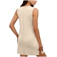 thumbnail image 5 of Women's V-Neck Sleeveless T-Shirt Dress Solid Side Slit Loose Summer Casual Maxi Dress, 5 of 8