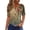 Army Green, variant on Floral Print Henley T-Shirt for Women, Short Sleeve V-Neck Button Top - Soft Summer Casual Tee with Slim Fit Army Green L