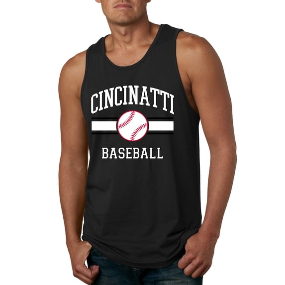 Wild Bobby City of Cincinnati Baseball Fantasy Fan Sports Men's Tank Top, Black, Medium