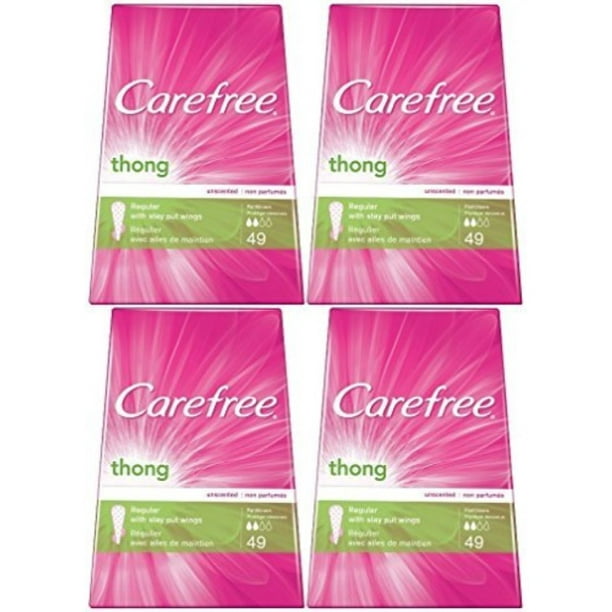 carefree thong pantiliners, regular protection, unscented, 196