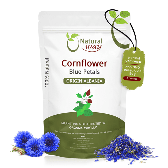 Natural Way Cornflower Petals Blue | Dried Floral Petals | Herbal Tea Ingredient | Non-GMO | Resealable Bag | 8 oz
