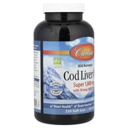 Carlson Wild Norwegian, Cod Liver Oil Gems, 1,000 mg, 250 Soft Gels