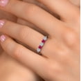 thumbnail image 4 of Gem Stone King 925 Sterling Silver Lab Grown Diamond and Red Ruby Wedding-Bands Ring for Women | 1.01 Cttw | Round 3.5MM | Gemstone April Birthstone | Size 7, 4 of 6