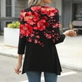 thumbnail image 4 of QQAMB 3/4 Sleeve Tunic Tops for Women Dressy Casual Crewneck Floral Printed Loose Blouse Flowy Shirts Black L, 4 of 7