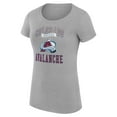 thumbnail image 2 of Women's G-III 4Her by Carl Banks Heather Gray Colorado Avalanche Super-Slim Fit Lightweight Team Logo Graphic T-Shirt, 2 of 3