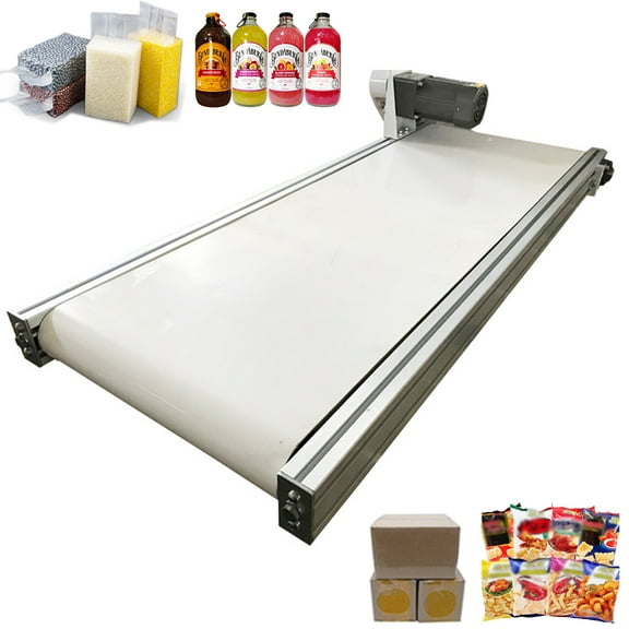 TECHTONGDA Belt Conveyor 47.2"*15.7" Mesa White PVC Belt Conveyor Systems Aluminium Alloy