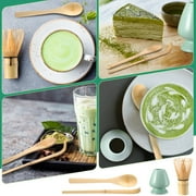 Topekada 4Pcs Matcha Whisk,Eco-Friendly Bamboo Whisk for Matcha with Ceramic Whisk Holder,Bamboo Chasen and Scoops,Sustainable Tea Tools for Beginners,Easy Clean Matcha Whisk Kit