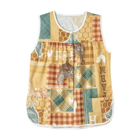 

AmeriMark Easy-Care Snap Front Cobbler Aprons Vest with Two Patch Pockets Roosters MD