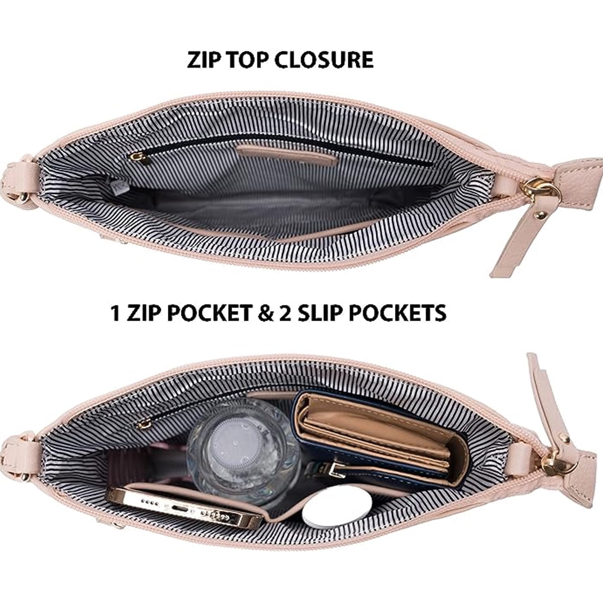 Crossbody Bags for Women Medium Size Leather Travel Cross Body Bag Purses for Women - Light pink