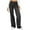 Black, variant on RQYYD Women Mid Waisted Bootcut Jeans Zip Stretchy Slim Casual Double Button Flare Denim Pains with Distressed Pocket