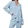 thumbnail image 4 of MEZZALL Women Flannel Pajama Long Sleeve Button Down Top With Comfortable Pants Soft Cozy Sleepwear For Home Nightwear Vacation 2 Piece Pjs, 4 of 4