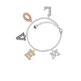 thumbnail image 2 of Delight Jewelry Silvertone Large Initial - M - Multi-Colored Crystal Love Charm Bracelet, 2 of 5