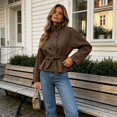 thumbnail image 5 of uublik Women's Trench Coat Brown Long Sleeve Classic Overcoat Open Front Cardigan Jacket, 5 of 5