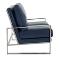 thumbnail image 4 of Leisuremod Jefferson Modern Leather Contemporary Loveseat With Silver Frame Mid-Century Living Room Loveseat Sofa (Navy Blue), 4 of 7