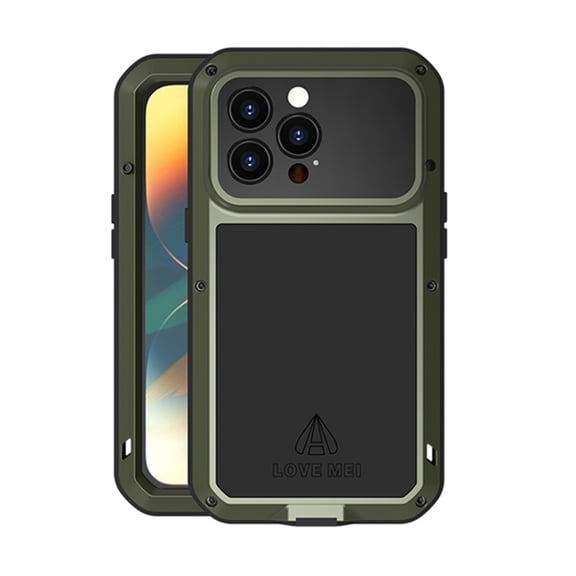 Feishell iPhone 16 Pro Metal Bumper Silicone Case with Stand Hybrid Military [Tough Armour] Shockproof Heavy Duty Rugged case Built-in Screen Protector Cover for iPhone 16 Pro,Green