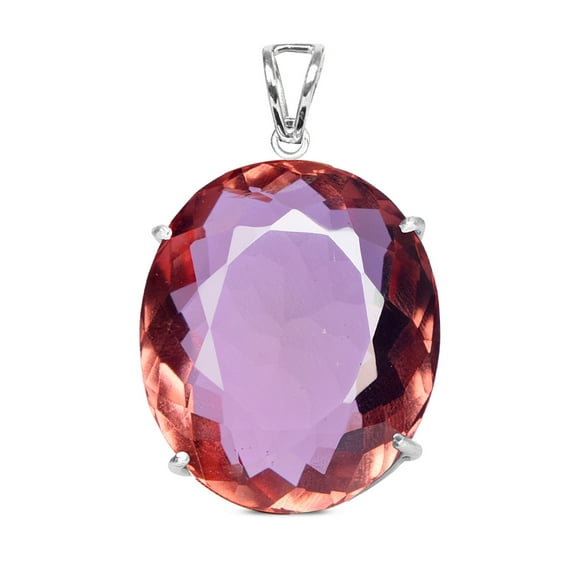 GEMHUB Color-Changing Alexandrite 925 Silver Oval Shape Pendant 61 Carat Hydrothermal Stunning Party Wear Pendant