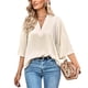 thumbnail image 1 of Camisa de Mujer Campana Media Manga Cuello en V Color Puro Camisa Suelta Informal Tops para Compras Fecha Oficina Fiesta Albaricoque Claro M, 1 of 8