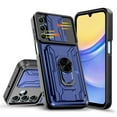 thumbnail image 3 of Venoro for Samsung Galaxy A15 5G Card Slot Holder Phone Case with Screen Protector with Slide Camera Lens Cover and Stand, Blue, 3 of 15