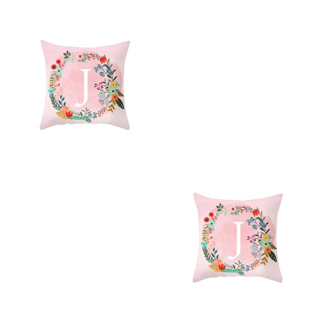 maskred Pillowcase Comfortable Pillow Cover Alphabet Design Floral Printed Pattern Pillow Cover Home Office Sofa Cushion Case 10 2Set