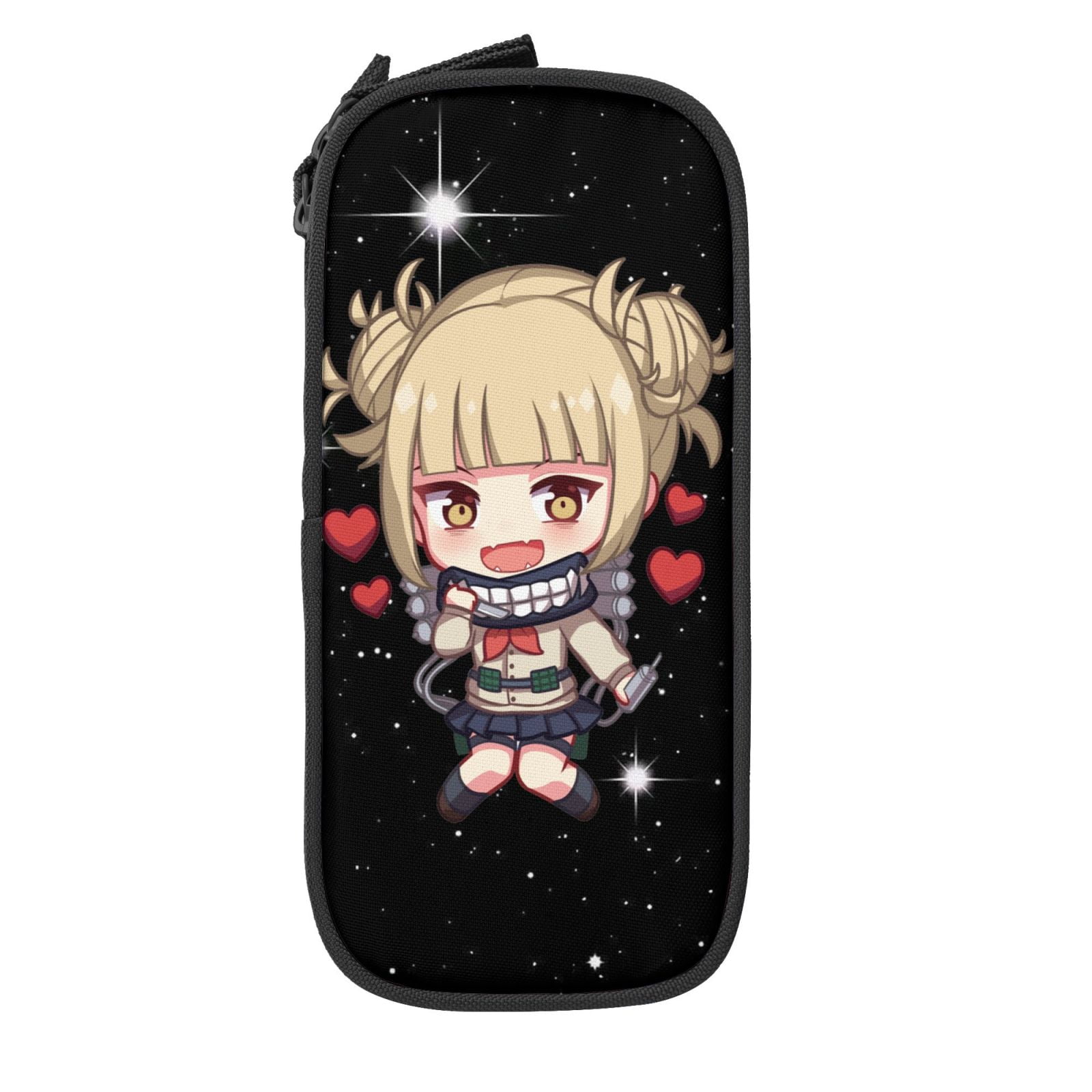 My Hero Academia Himiko Toga Pencil Case Large Capacity Pencil Pouch Pen Bag Office Stationery Organizer Travel Makeup Bag Black