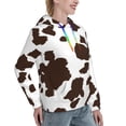 thumbnail image 6 of Daiia Brown Cow Pattern Women's Fashion Hoodies & Sweatshirts with Kangaroo Pocket Hooded Sweatshirt with Eye-catching Drawstrings-XX-Large, 6 of 7