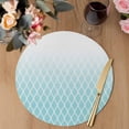 thumbnail image 3 of Aqua Ombre Stripe Round 13 Inch Placemats Set of 8, Modern Abstract Art Gradient Striped HeatResistant Non Slip Place Mats for Dining Table, Wipeable Braided Kitchen Table Mats for Housewarming, 3 of 9