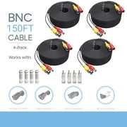CJP-Geek BNC Cable 150ft 4 Pack Aimyzii BNC Video Power Cable,All-in-One Video Security Camera Cable Compatible for CCTV Camera DVR Security Systems(Included 8X BNC Adapters)-Black